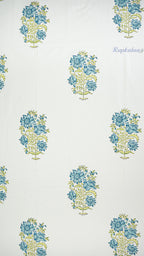 Aqua Whisper Hand Block Printed Cotton Bedsheet with Two Pillow Covers
