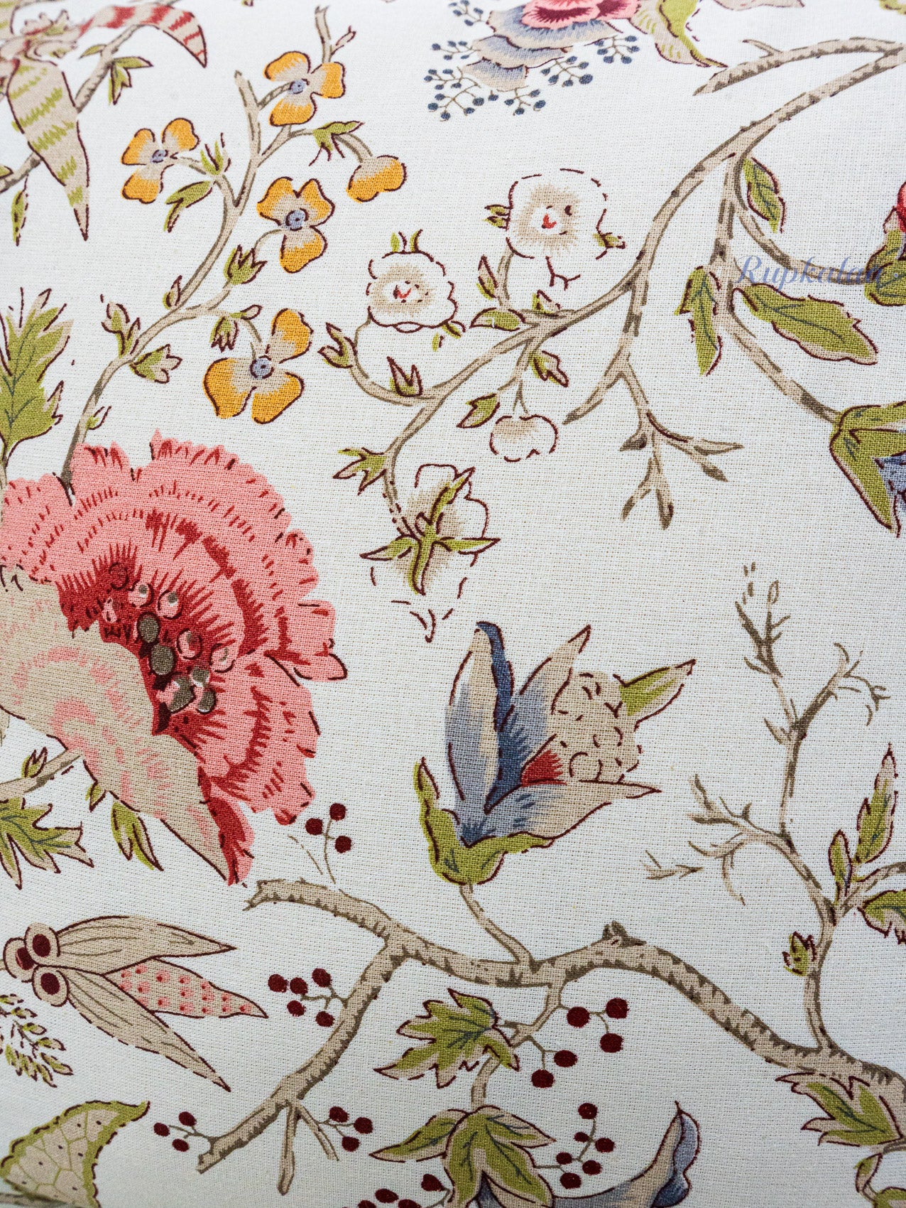 Lata Vatika Hand Block Printed Cushion Cover (16x16 Inches)