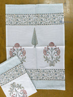 Pine Ridge Hand Block Printed Waffle Towel (Set of Hand Towel and Bath Towel)