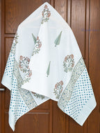 Pine Ridge Hand Block Printed Waffle Towel (Set of Hand Towel and Bath Towel)