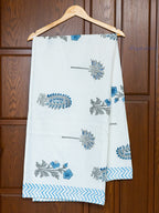 Indigo Petals Hand Block Printed Waffle Towel