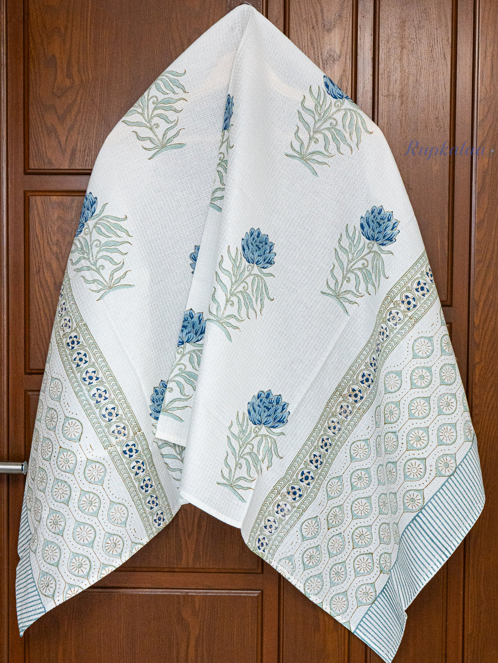 Petals at Dusk Hand Block Printed Waffle Towel