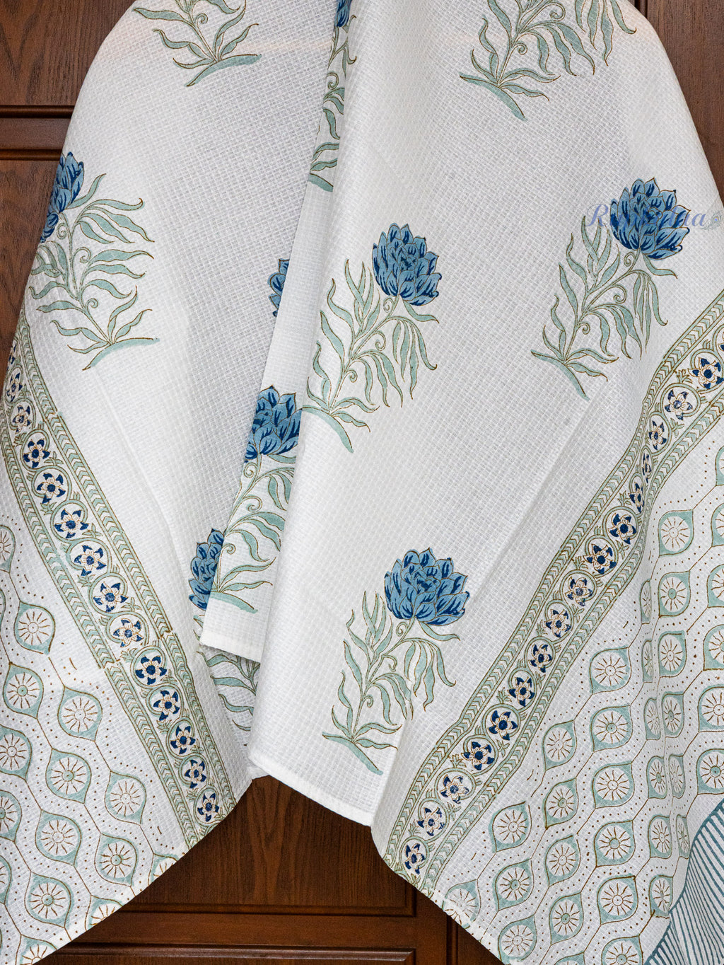 Petals at Dusk Hand Block Printed Waffle Towel