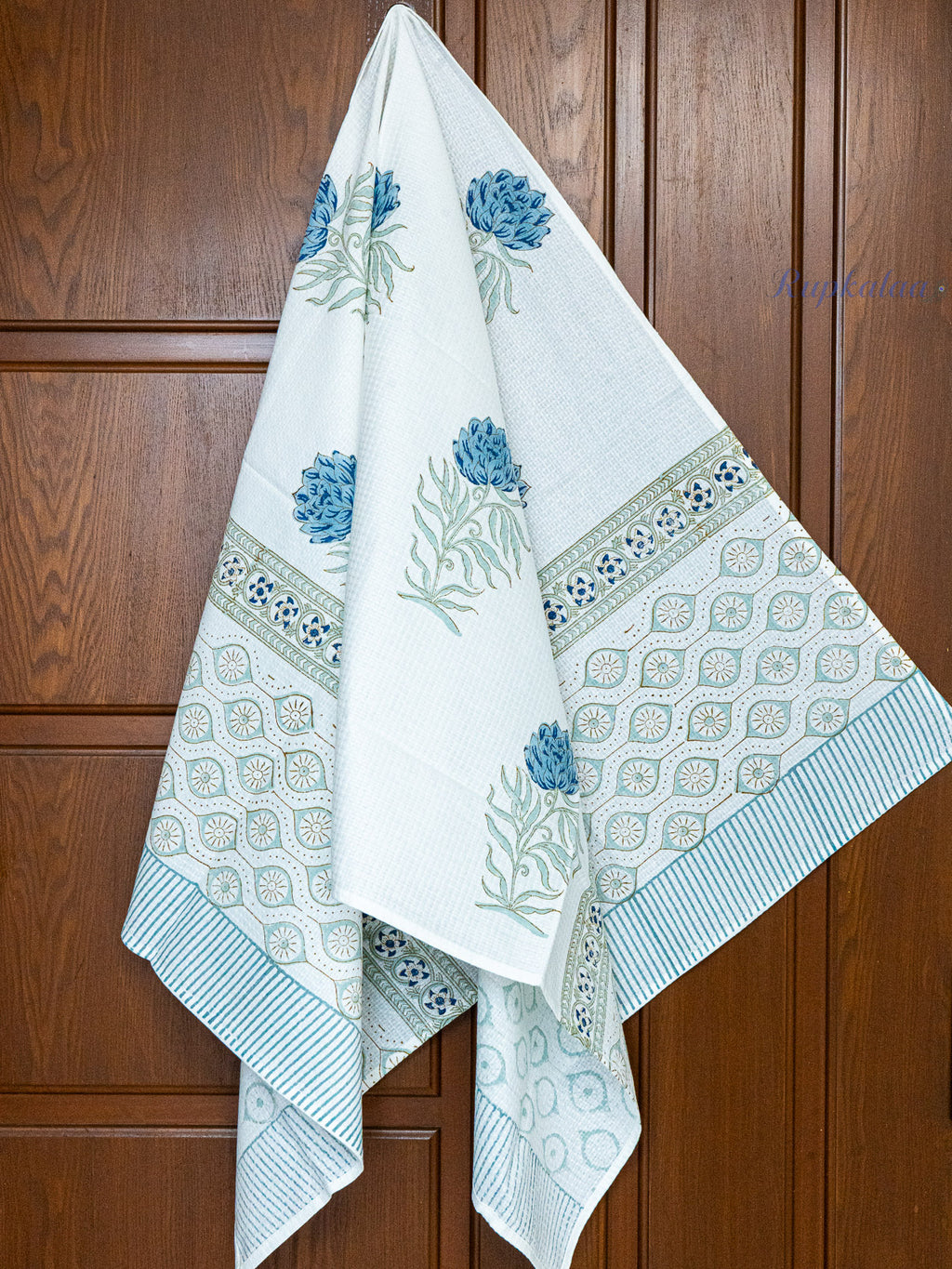 Petals at Dusk Hand Block Printed Waffle Towel