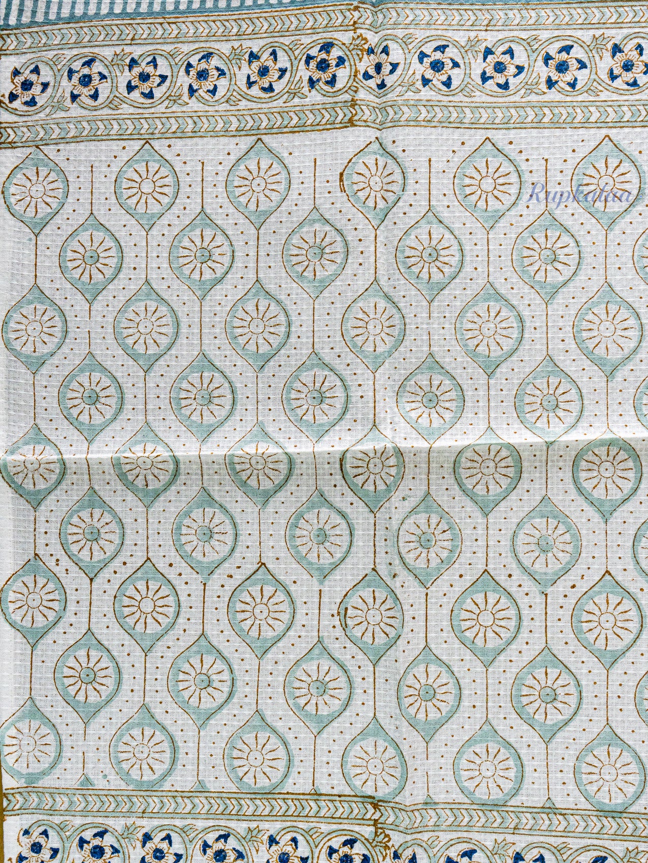 Midnight Rose Hand Block Printed Waffle Towel