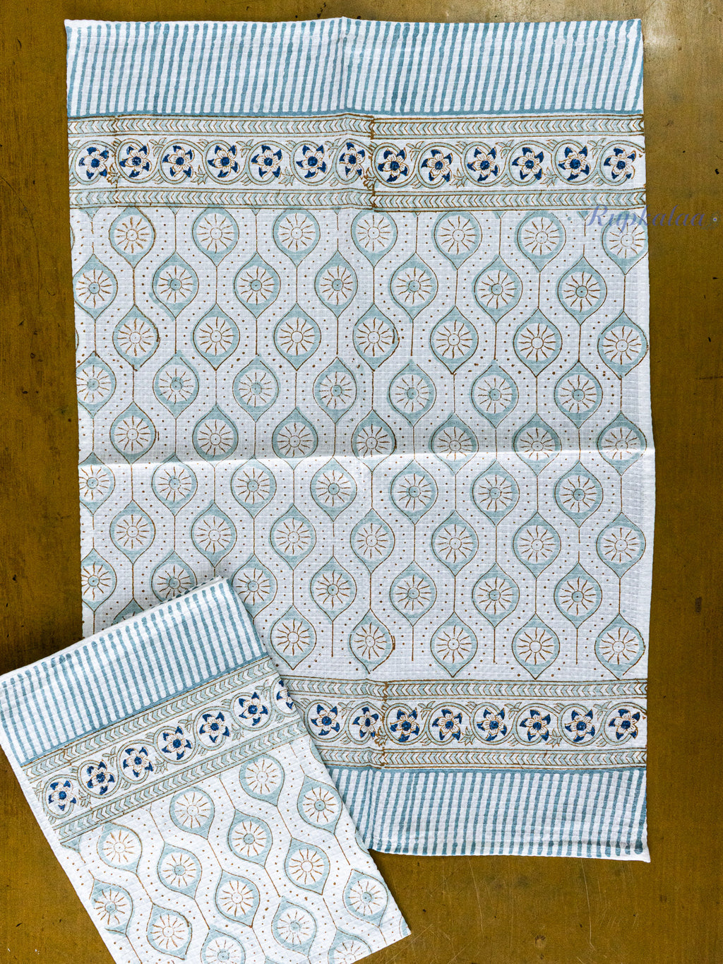 Midnight Rose Hand Block Printed Waffle Towel
