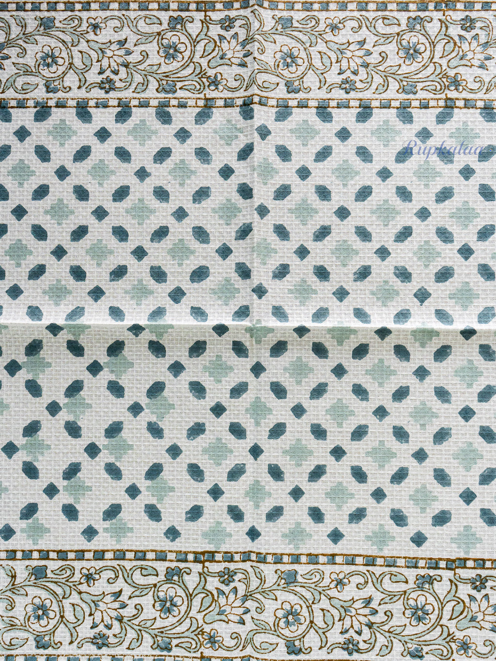 Soft Horizon Hand Block Printed Waffle Towel