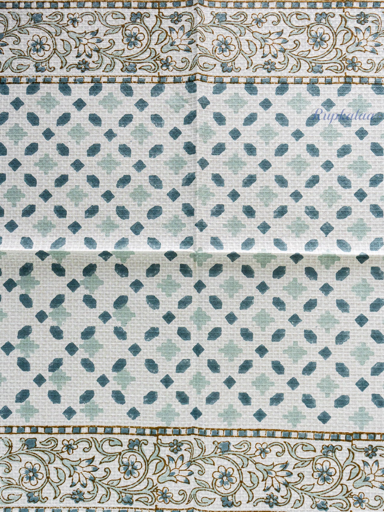 Soft Horizon Hand Block Printed Waffle Towel