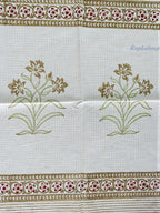 Olive Pause Hand Block Printed Waffle Towel