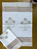 Olive Pause Hand Block Printed Waffle Towel
