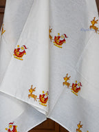 Santa Parade Hand Block Printed Waffle Towel