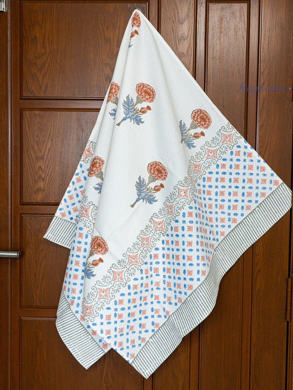 Kesari Kusum Hand Block Printed Waffle Towel