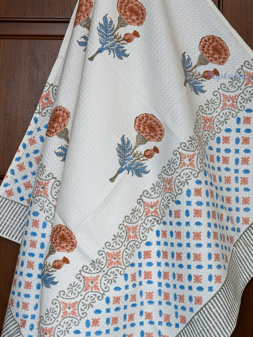 Kesari Kusum Hand Block Printed Waffle Towel