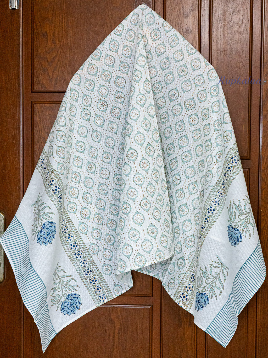 Midnight Rose Hand Block Printed Waffle Towel