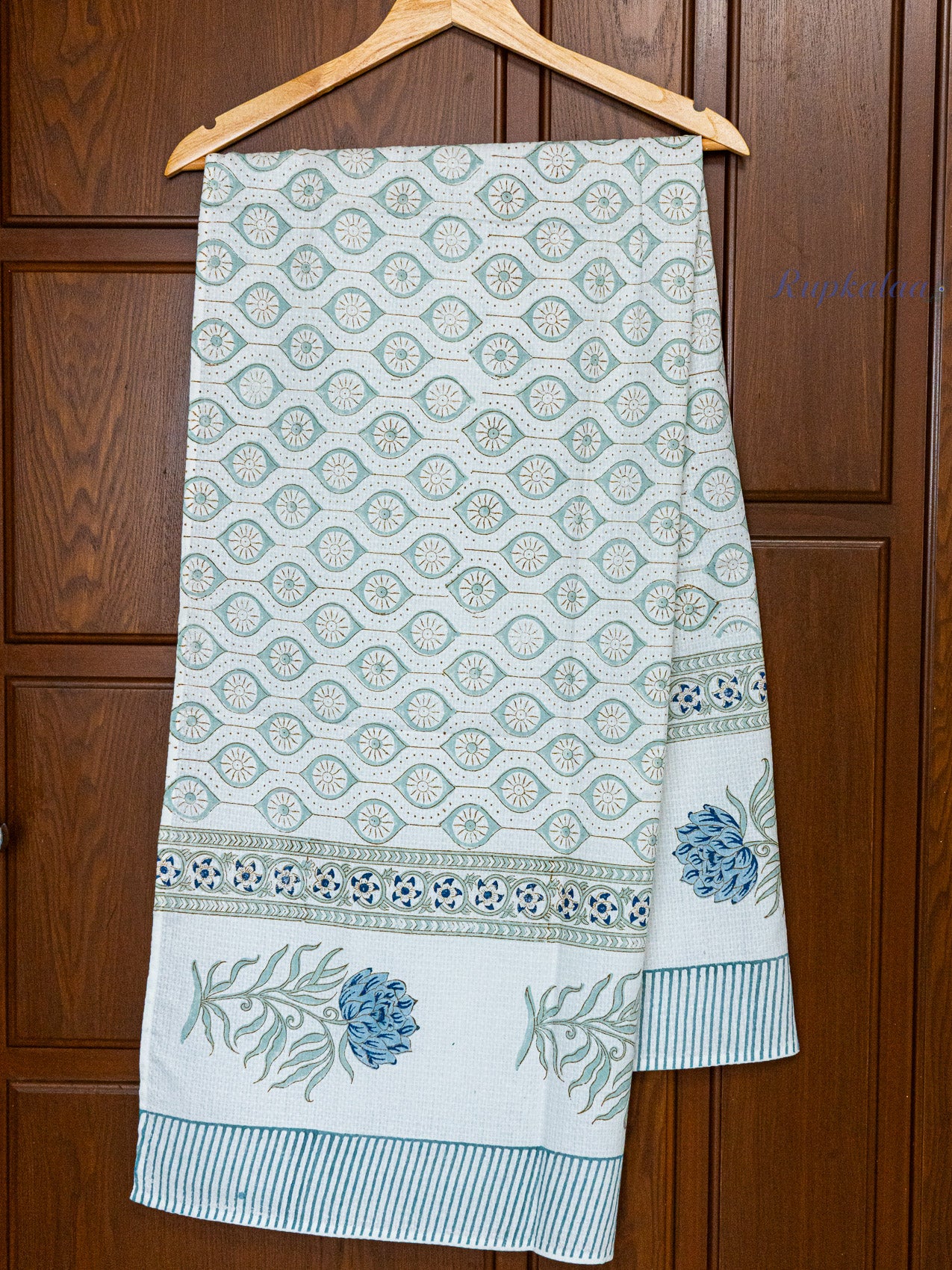 Midnight Rose Hand Block Printed Waffle Towel