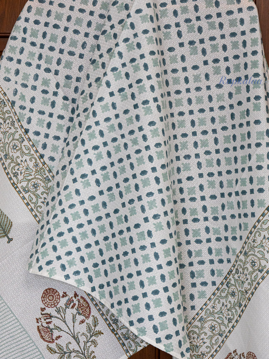 Soft Horizon Hand Block Printed Waffle Towel