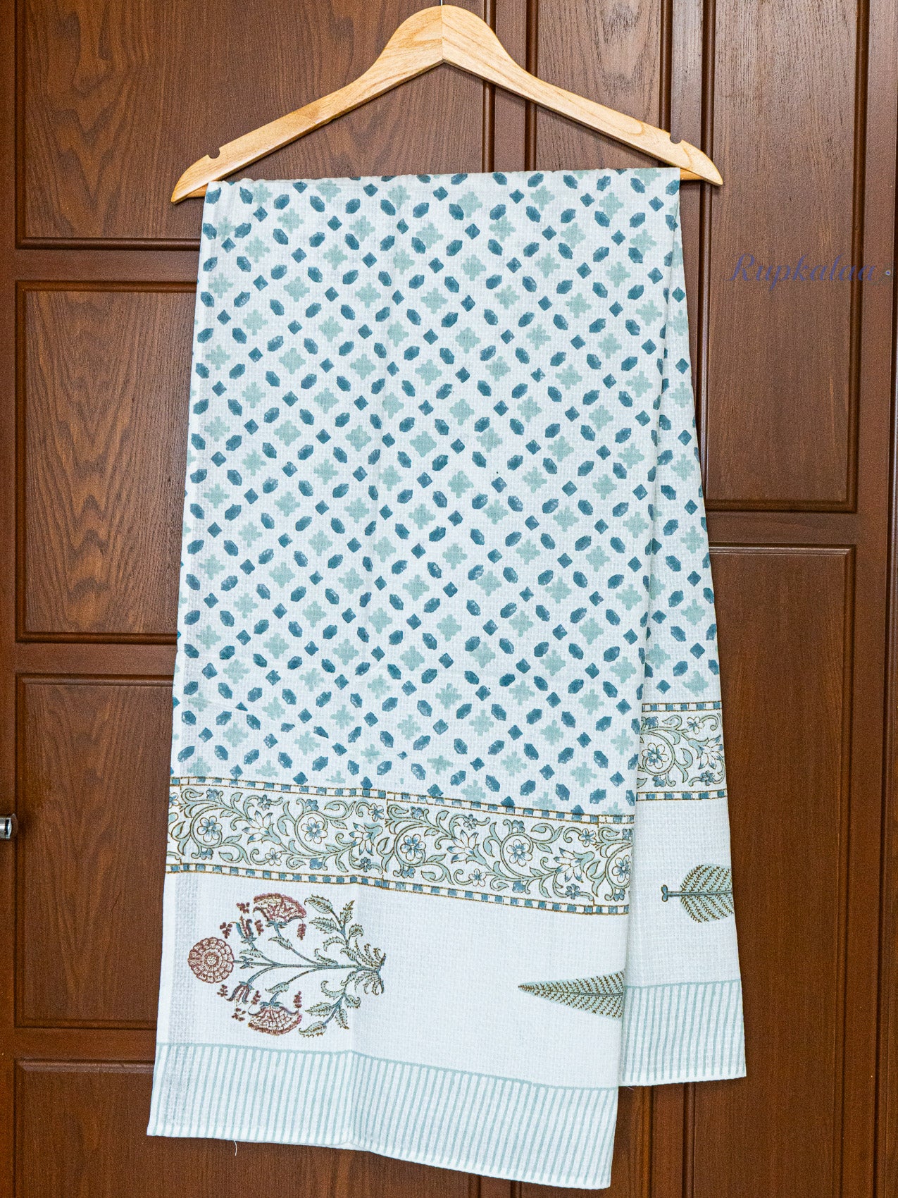 Soft Horizon Hand Block Printed Waffle Towel