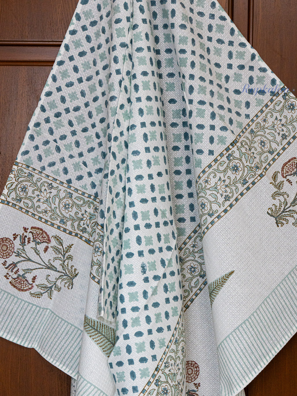 Soft Horizon Hand Block Printed Waffle Towel