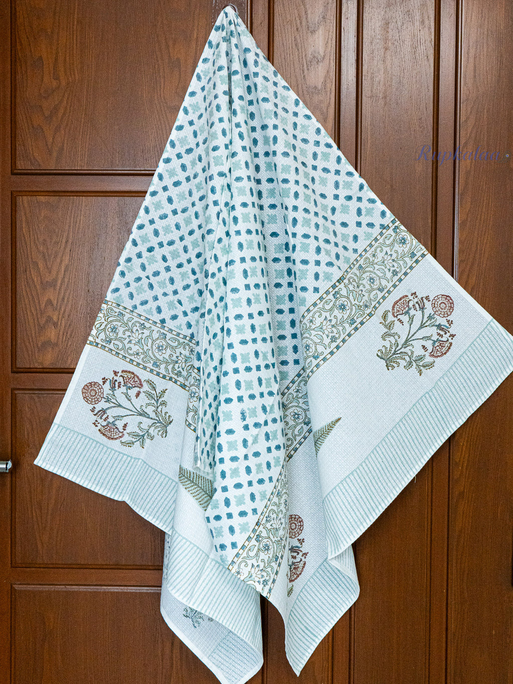 Soft Horizon Hand Block Printed Waffle Towel