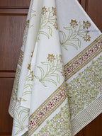 Olive Pause Hand Block Printed Waffle Towel