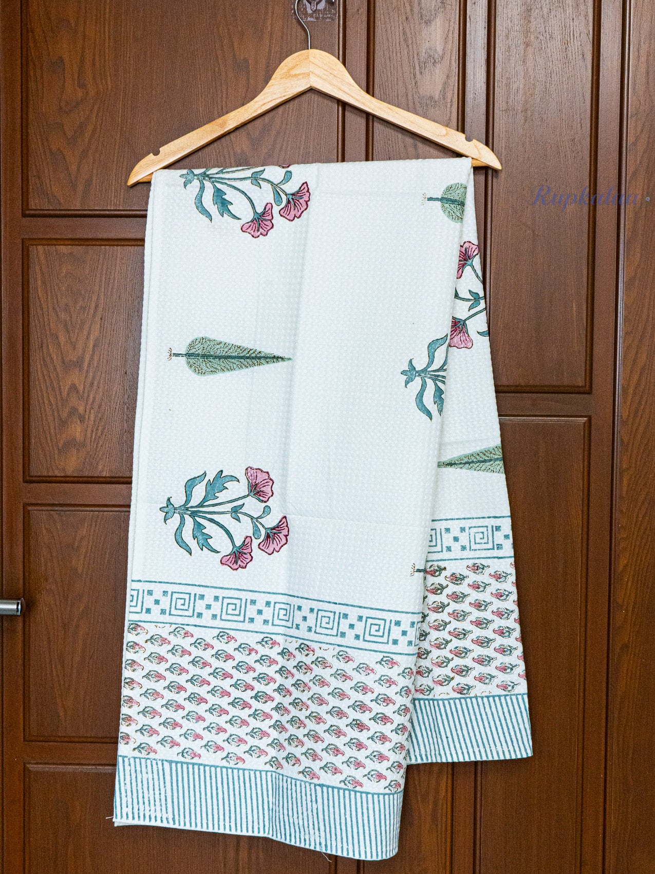 Blush Meadow Hand Block Printed Waffle Towel