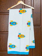 Spaceship Hand Block Printed Waffle Towel