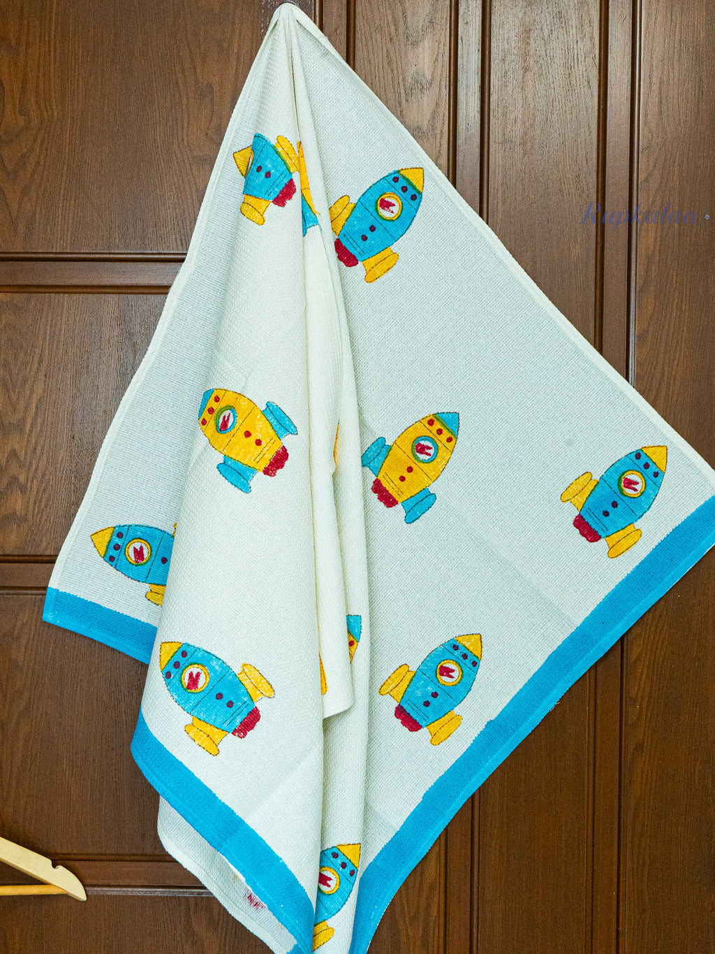 Spaceship Hand Block Printed Waffle Towel