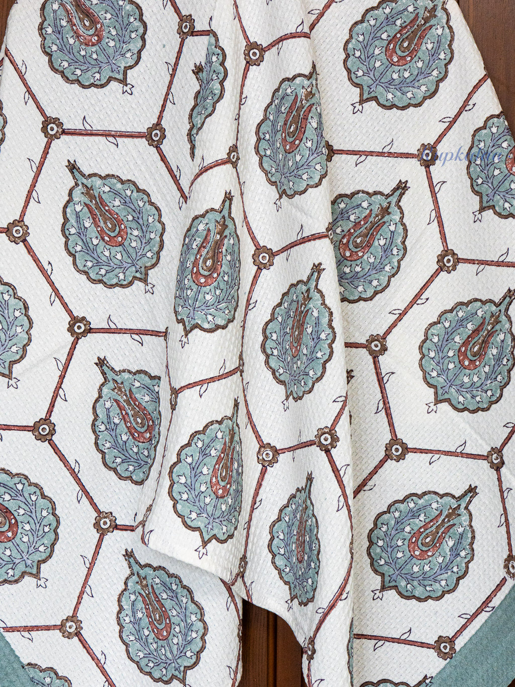 Terracotta Air Hand Block Printed Waffle Towel