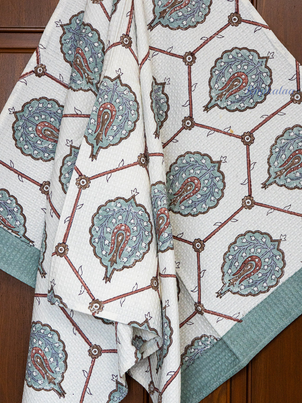 Terracotta Air Hand Block Printed Waffle Towel