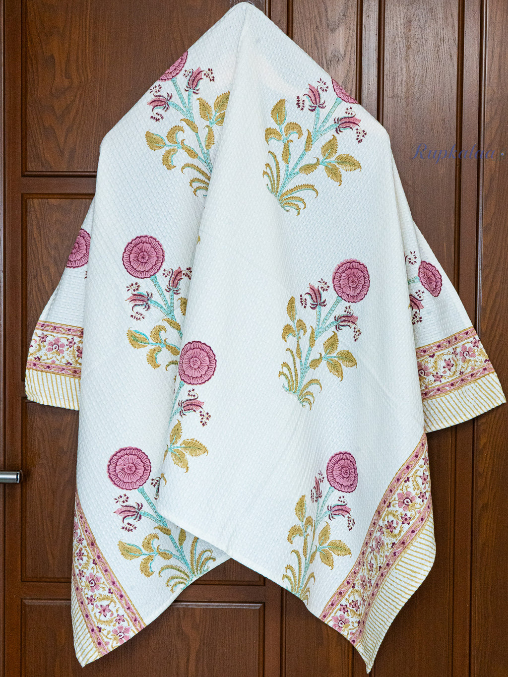 Sage Valley Hand Block Printed Waffle Towel