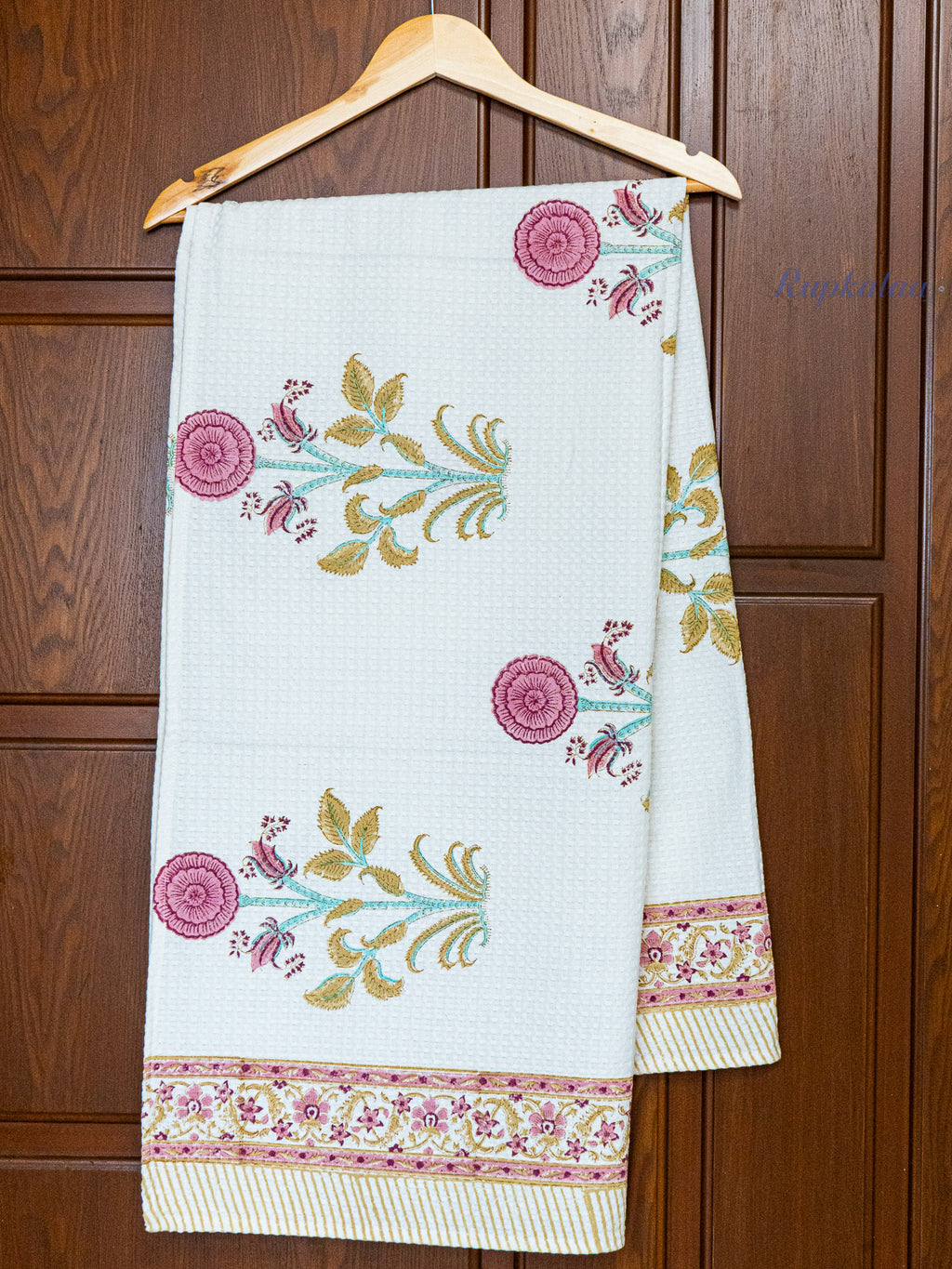 Sage Valley Hand Block Printed Waffle Towel