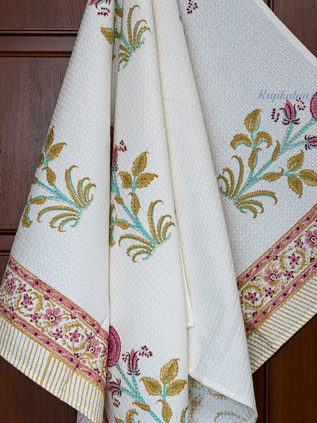 Sage Valley Hand Block Printed Waffle Towel