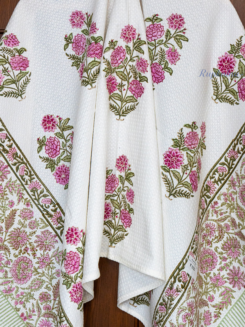 Petal Theory Hand Block Printed Waffle Towel
