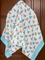 Dinos Hand Block Printed Waffle Towel