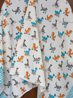 Dinos Hand Block Printed Waffle Towel