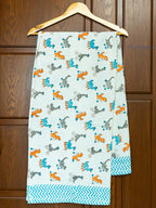 Dinos Hand Block Printed Waffle Towel