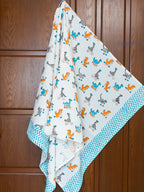 Dinos Hand Block Printed Waffle Towel