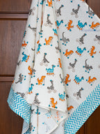 Dinos Hand Block Printed Waffle Towel
