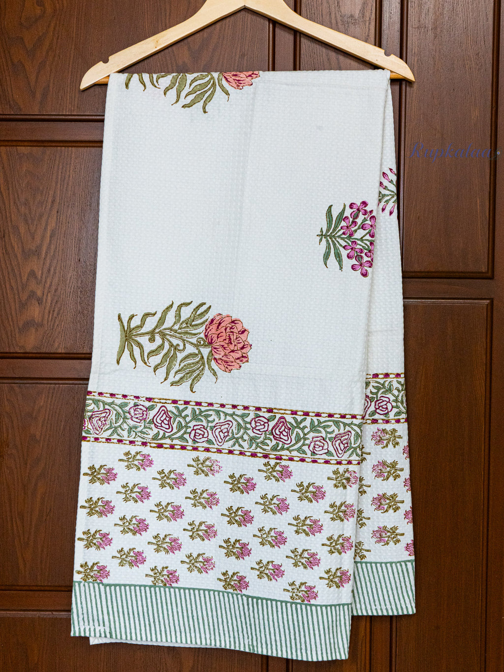 Velour Garden Hand Block Printed Waffle Towel