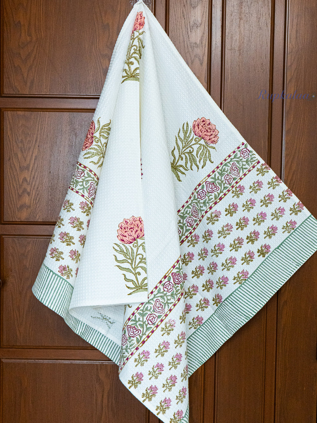 Velour Garden Hand Block Printed Waffle Towel