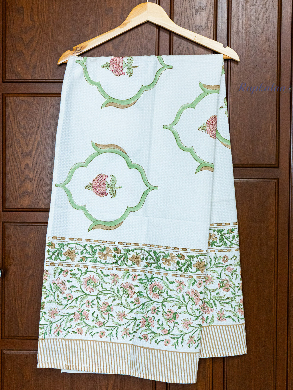 Whispering Woods Hand Block Printed Waffle Towel