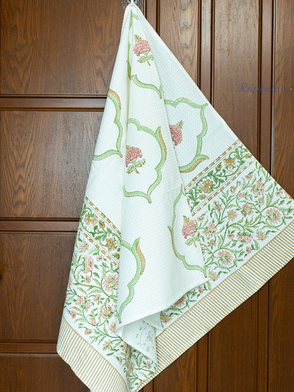 Whispering Woods Hand Block Printed Waffle Towel