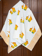Love Rabbits Hand Block Printed Waffle Towel