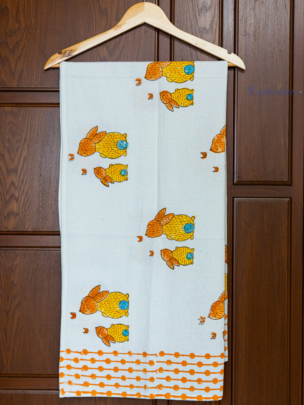 Love Rabbits Hand Block Printed Waffle Towel
