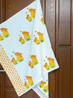 Love Rabbits Hand Block Printed Waffle Towel
