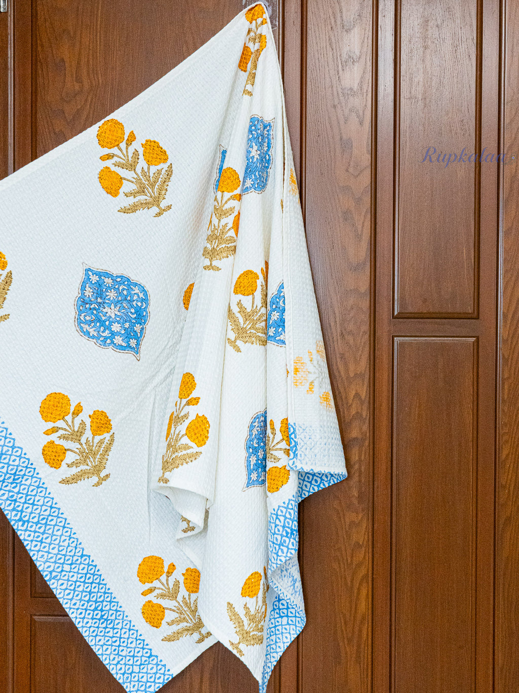 Petal Theory Hand Block Printed Waffle Towel