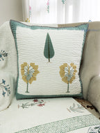 Forest Calm Hand Block Printed Cushion Cover (18x18 Inches)