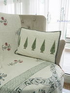 Cool Grove Hand Block Printed Cushion Cover (18x12.5 Inches)