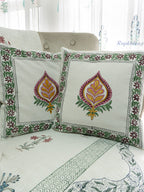Floral Impact Hand Block Printed Cushion Cover (16x16 Inches)