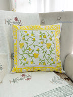 Golden Garden Hand Block Printed Cushion Cover (16x16 Inches)